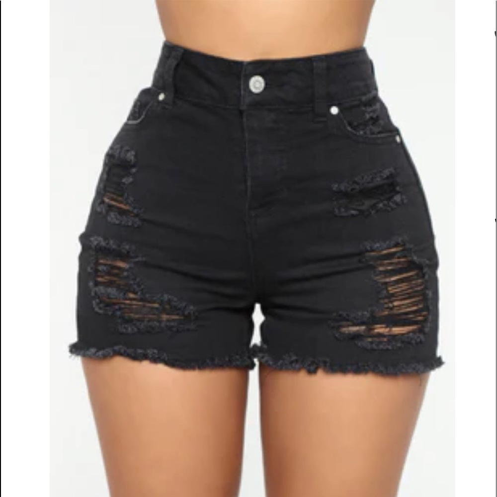 Fashion Nova Distressed High Rise Shorts